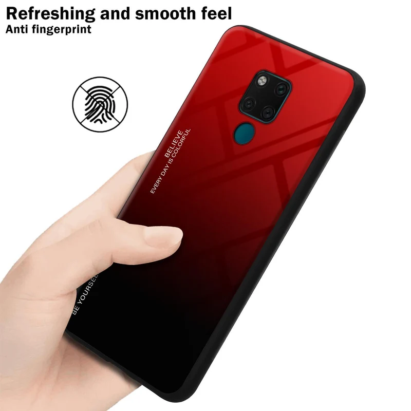 Cadorabo Hülle kompatibel mit Huawei MATE 20 Zweifarbige Schutzhülle aus Tempered Glas und TPU Silikon