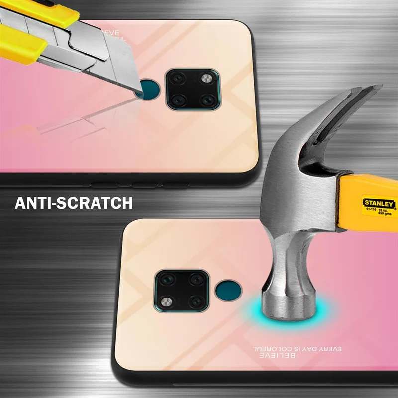Cadorabo Hülle kompatibel mit Huawei MATE 20 Zweifarbige Schutzhülle aus Tempered Glas und TPU Silikon