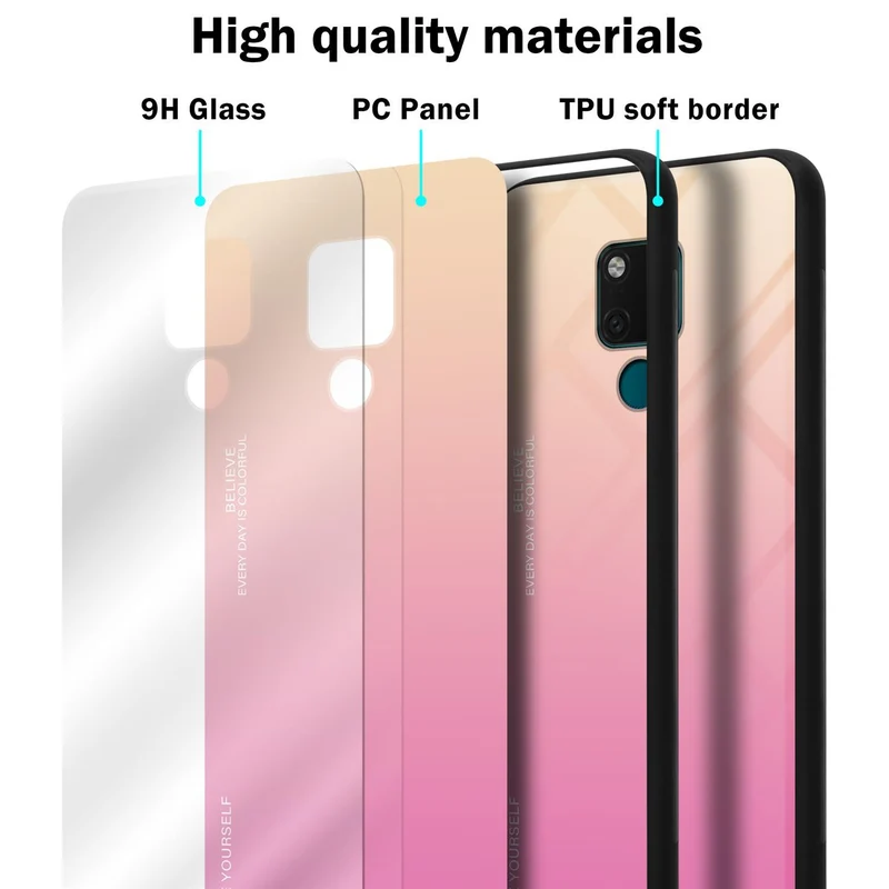 Cadorabo Hülle kompatibel mit Huawei MATE 20 Zweifarbige Schutzhülle aus Tempered Glas und TPU Silikon
