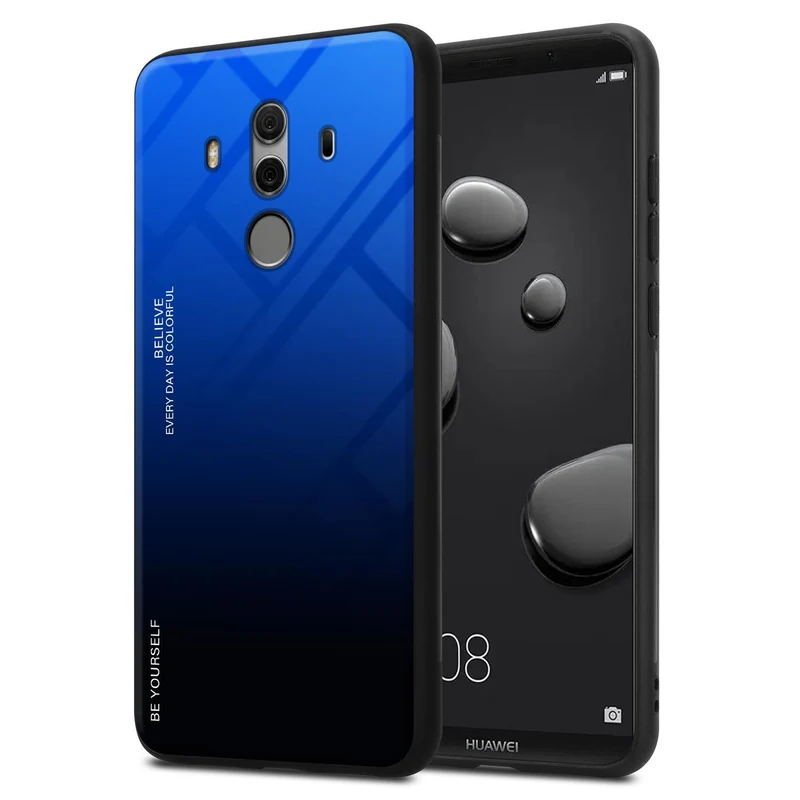 Cadorabo Hülle kompatibel mit Huawei MATE 10 PRO Zweifarbige Schutzhülle aus Tempered Glas und TPU Silikon