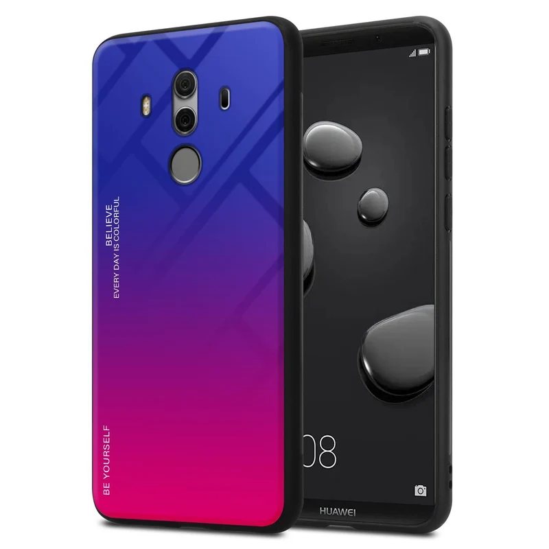 Cadorabo Hülle kompatibel mit Huawei MATE 10 PRO Zweifarbige Schutzhülle aus Tempered Glas und TPU Silikon