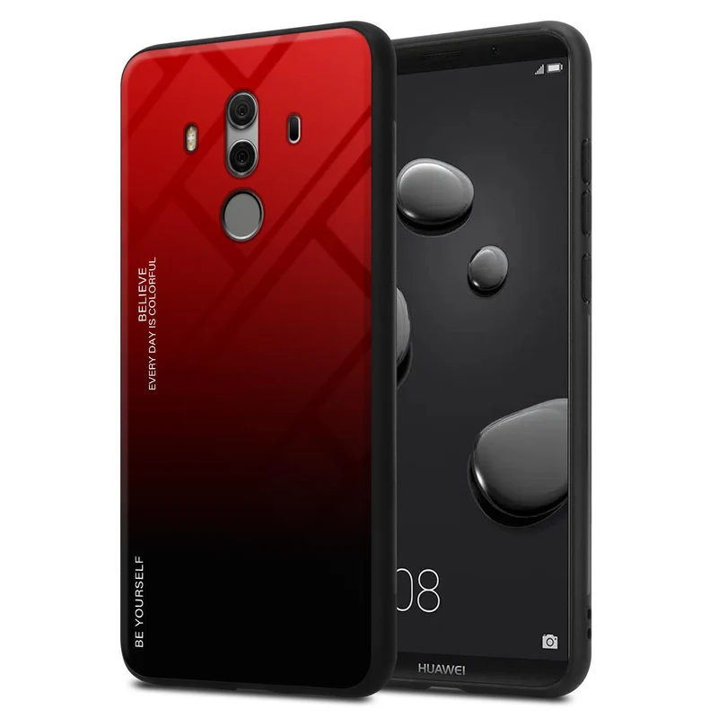 Cadorabo Hülle kompatibel mit Huawei MATE 10 PRO Zweifarbige Schutzhülle aus Tempered Glas und TPU Silikon