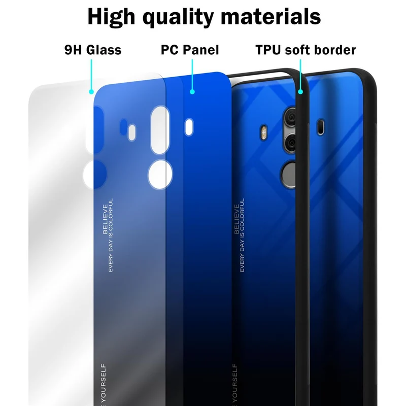 Cadorabo Hülle kompatibel mit Huawei MATE 10 PRO Zweifarbige Schutzhülle aus Tempered Glas und TPU Silikon