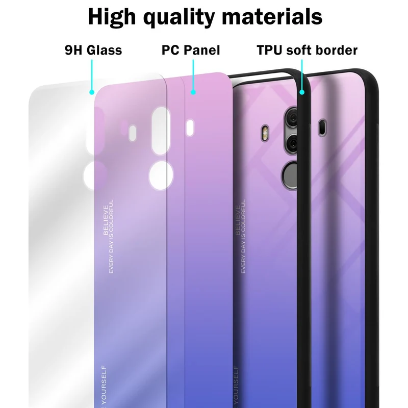 Cadorabo Hülle kompatibel mit Huawei MATE 10 PRO Zweifarbige Schutzhülle aus Tempered Glas und TPU Silikon