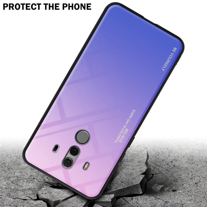 Cadorabo Hülle kompatibel mit Huawei MATE 10 PRO Zweifarbige Schutzhülle aus Tempered Glas und TPU Silikon