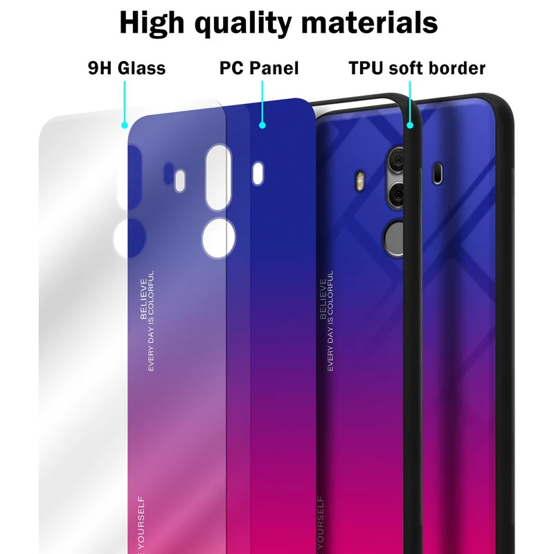 Cadorabo Hülle kompatibel mit Huawei MATE 10 PRO Zweifarbige Schutzhülle aus Tempered Glas und TPU Silikon
