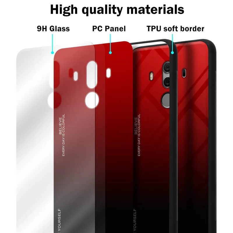 Cadorabo Hülle kompatibel mit Huawei MATE 10 PRO Zweifarbige Schutzhülle aus Tempered Glas und TPU Silikon