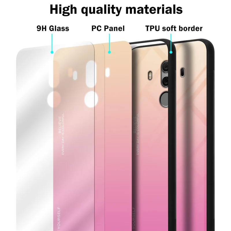Cadorabo Hülle kompatibel mit Huawei MATE 10 PRO Zweifarbige Schutzhülle aus Tempered Glas und TPU Silikon