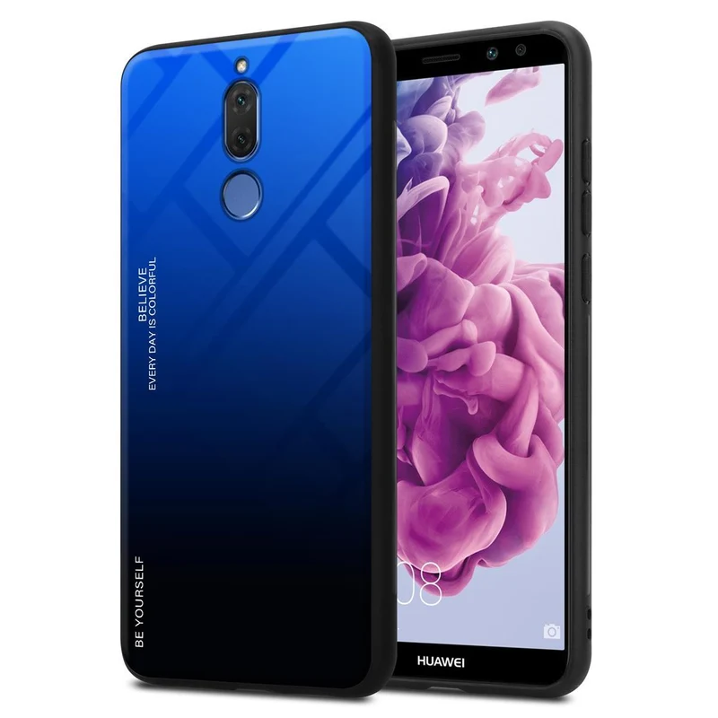 Cadorabo Hülle kompatibel mit Huawei MATE 10 LITE Zweifarbige Schutzhülle aus Tempered Glas und TPU Silikon