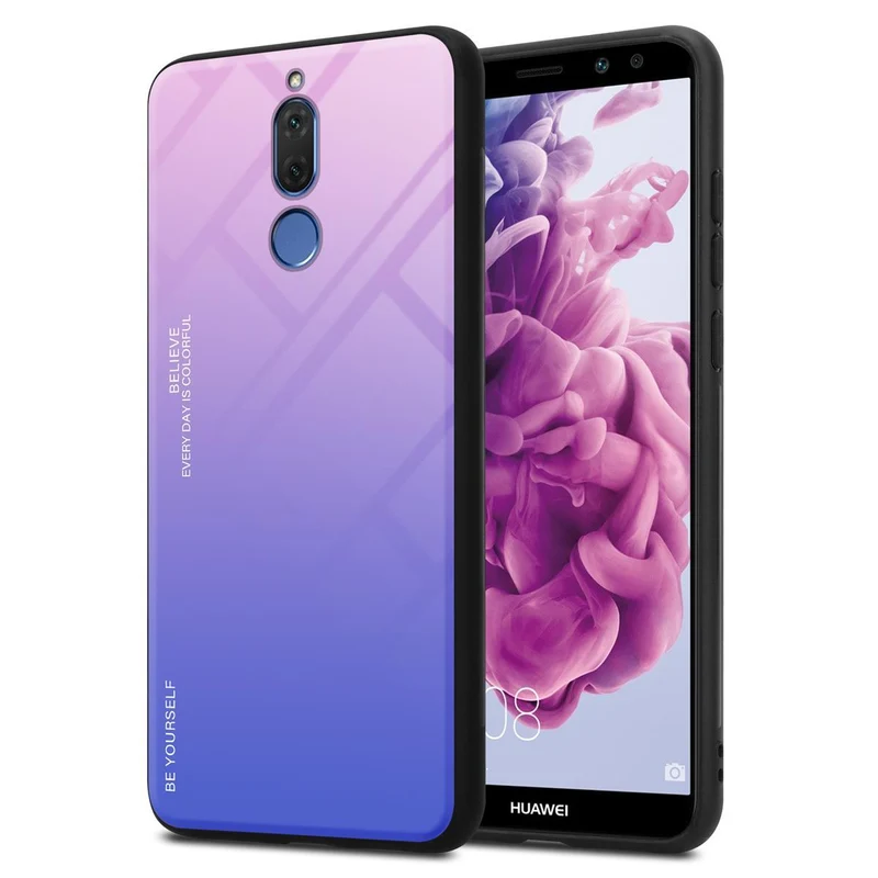 Cadorabo Hülle kompatibel mit Huawei MATE 10 LITE Zweifarbige Schutzhülle aus Tempered Glas und TPU Silikon