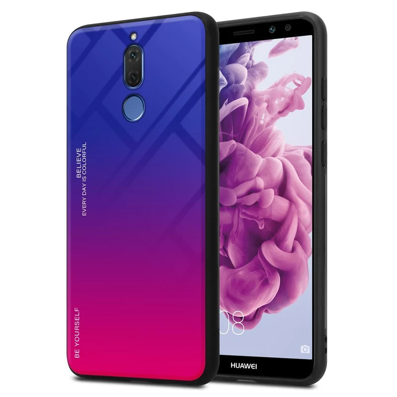 Cadorabo Hülle kompatibel mit Huawei MATE 10 LITE Zweifarbige Schutzhülle aus Tempered Glas und TPU Silikon