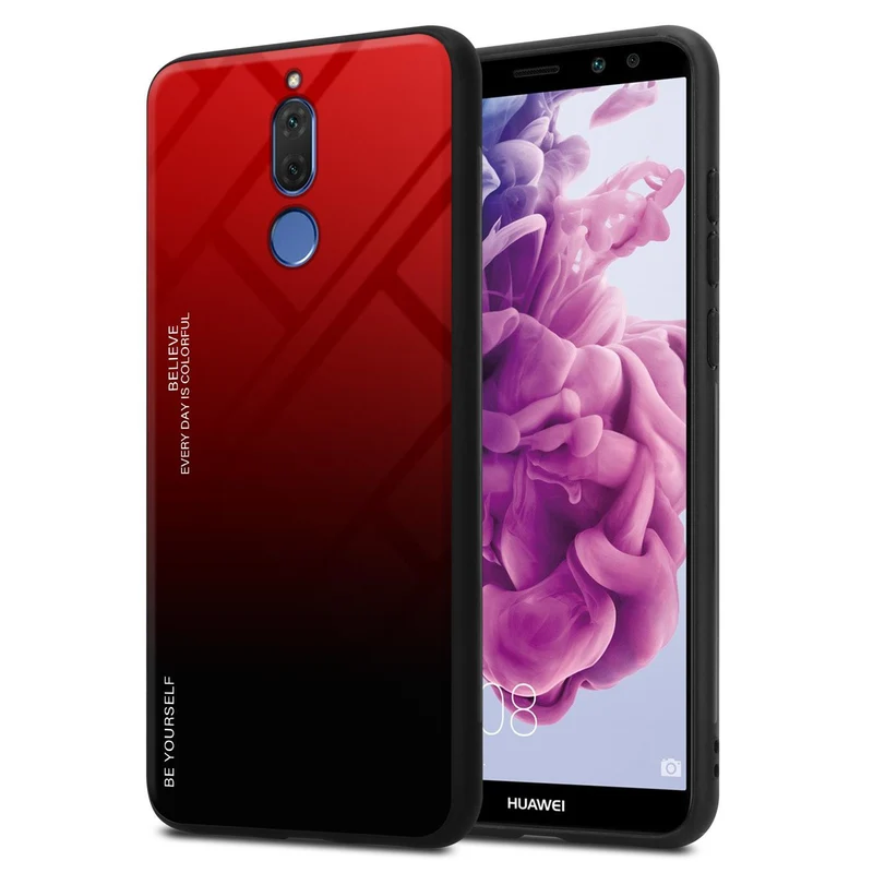 Cadorabo Hülle kompatibel mit Huawei MATE 10 LITE Zweifarbige Schutzhülle aus Tempered Glas und TPU Silikon