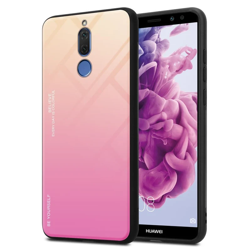 Cadorabo Hülle kompatibel mit Huawei MATE 10 LITE Zweifarbige Schutzhülle aus Tempered Glas und TPU Silikon