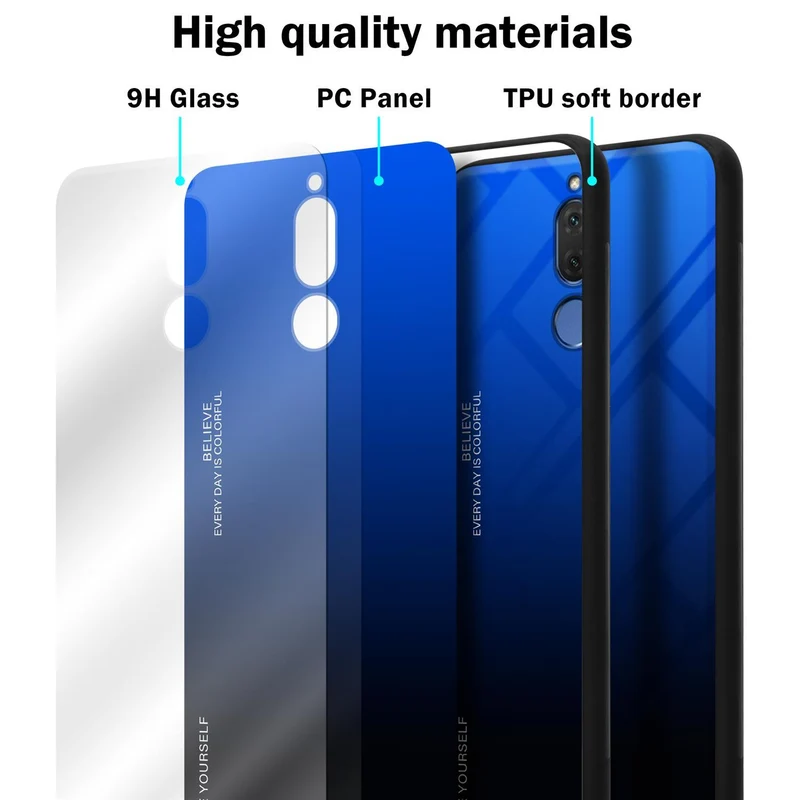 Cadorabo Hülle kompatibel mit Huawei MATE 10 LITE Zweifarbige Schutzhülle aus Tempered Glas und TPU Silikon