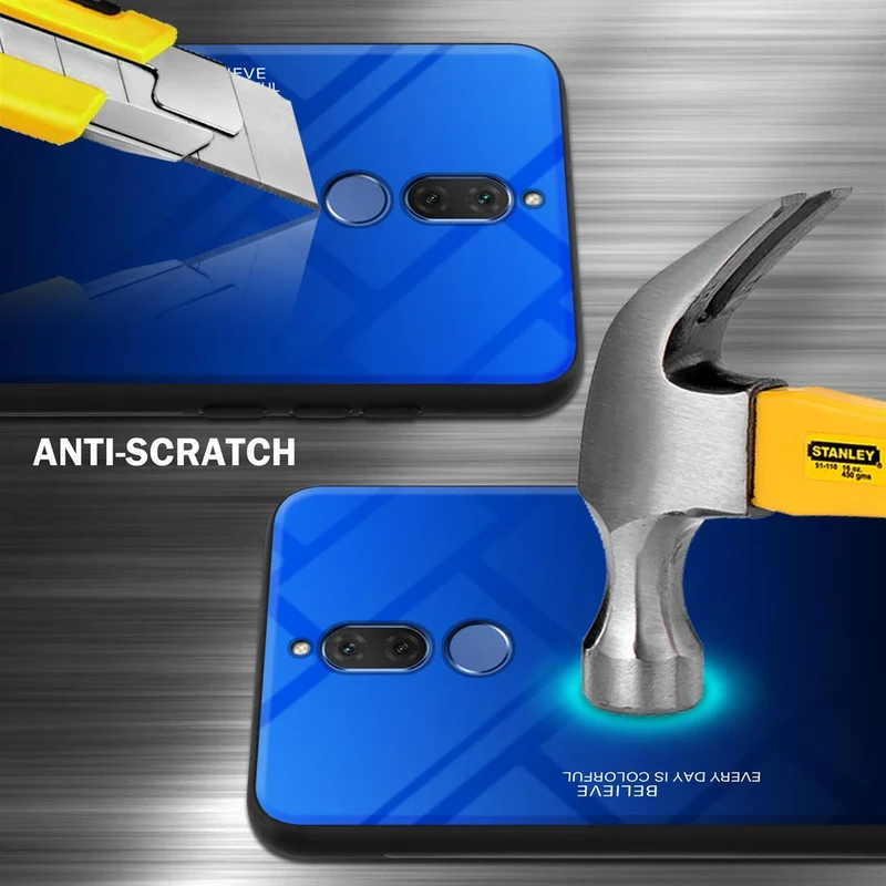 Cadorabo Hülle kompatibel mit Huawei MATE 10 LITE Zweifarbige Schutzhülle aus Tempered Glas und TPU Silikon
