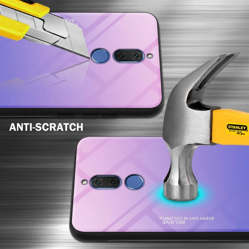 Cadorabo Hülle kompatibel mit Huawei MATE 10 LITE Zweifarbige Schutzhülle aus Tempered Glas und TPU Silikon
