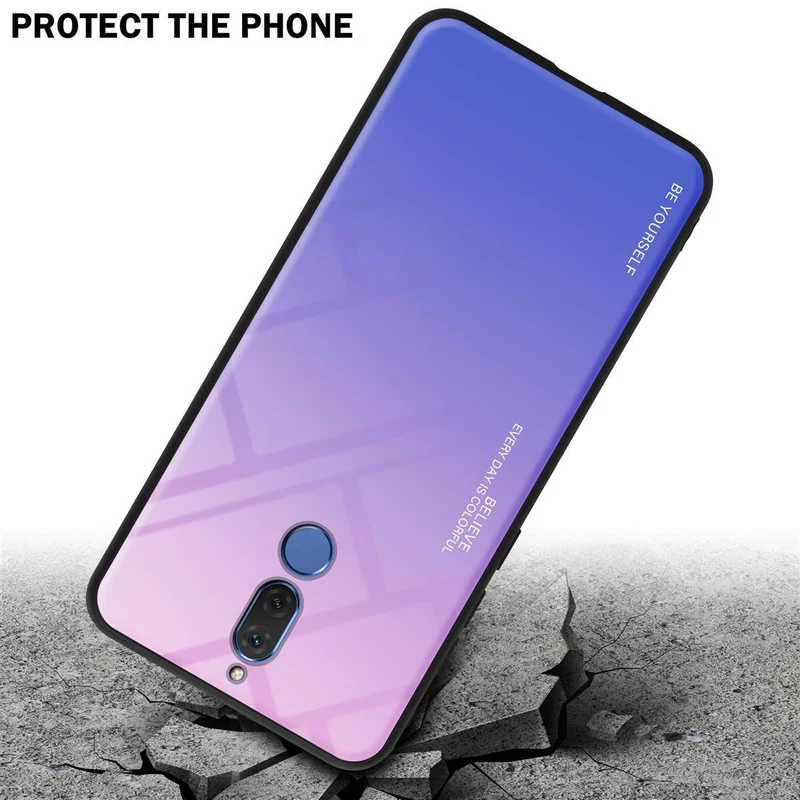 Cadorabo Hülle kompatibel mit Huawei MATE 10 LITE Zweifarbige Schutzhülle aus Tempered Glas und TPU Silikon