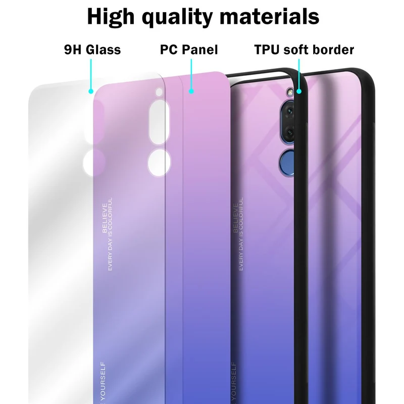 Cadorabo Hülle kompatibel mit Huawei MATE 10 LITE Zweifarbige Schutzhülle aus Tempered Glas und TPU Silikon