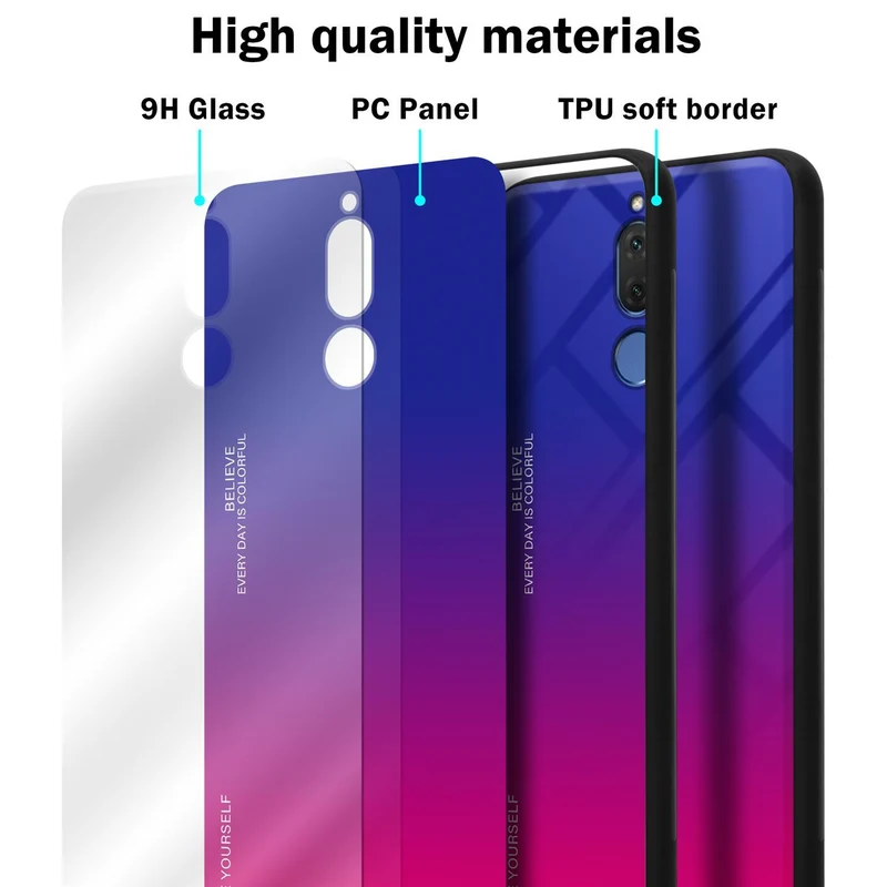 Cadorabo Hülle kompatibel mit Huawei MATE 10 LITE Zweifarbige Schutzhülle aus Tempered Glas und TPU Silikon