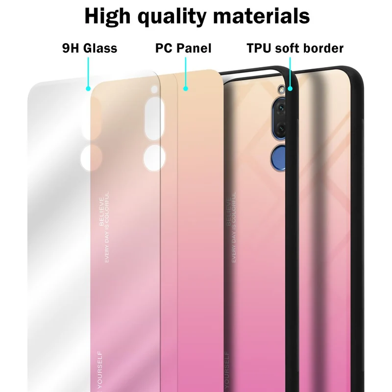 Cadorabo Hülle kompatibel mit Huawei MATE 10 LITE Zweifarbige Schutzhülle aus Tempered Glas und TPU Silikon