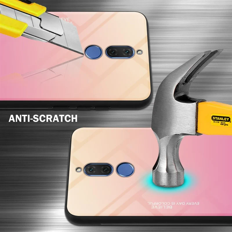 Cadorabo Hülle kompatibel mit Huawei MATE 10 LITE Zweifarbige Schutzhülle aus Tempered Glas und TPU Silikon