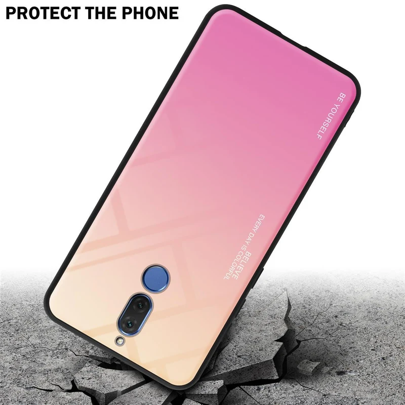 Cadorabo Hülle kompatibel mit Huawei MATE 10 LITE Zweifarbige Schutzhülle aus Tempered Glas und TPU Silikon