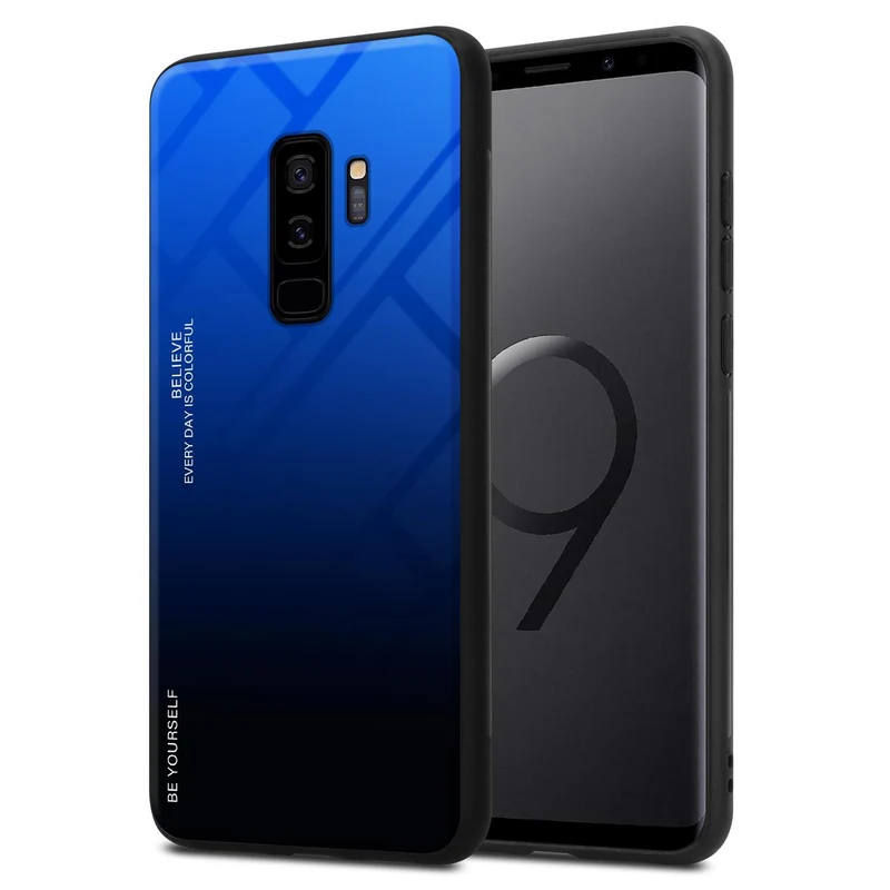 Cadorabo Hülle kompatibel mit Samsung Galaxy S9 PLUS Zweifarbige Schutzhülle aus Tempered Glas und TPU Silikon