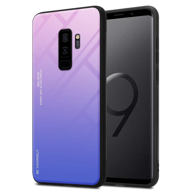 Cadorabo Hülle kompatibel mit Samsung Galaxy S9 PLUS Zweifarbige Schutzhülle aus Tempered Glas und TPU Silikon