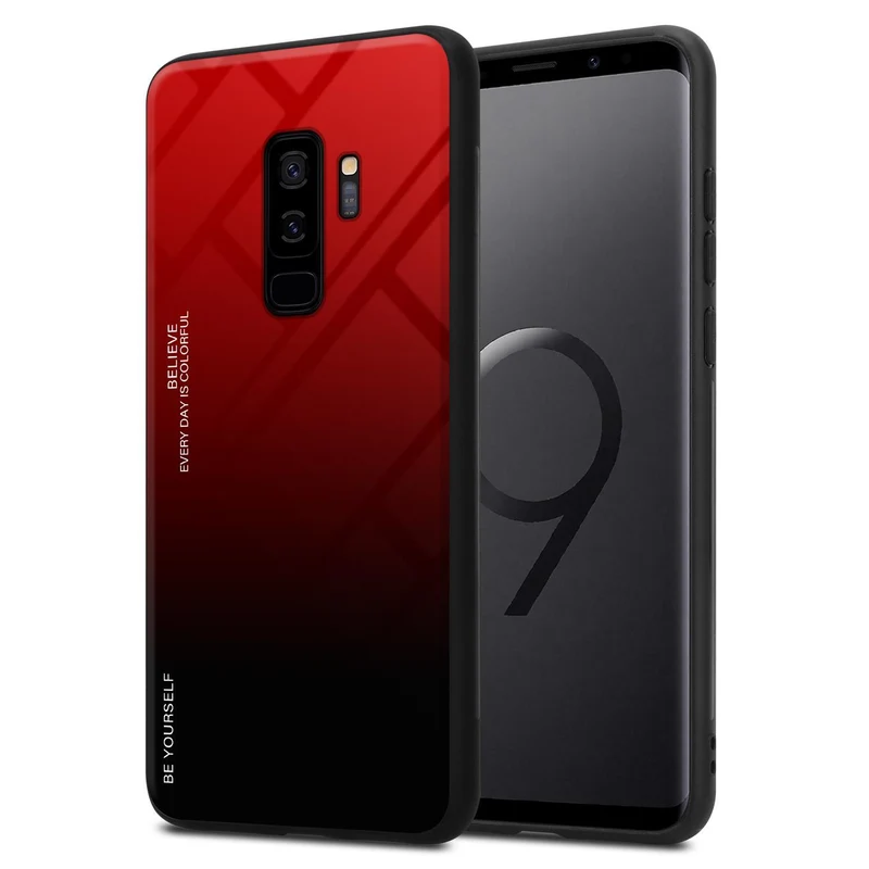 Cadorabo Hülle kompatibel mit Samsung Galaxy S9 PLUS Zweifarbige Schutzhülle aus Tempered Glas und TPU Silikon