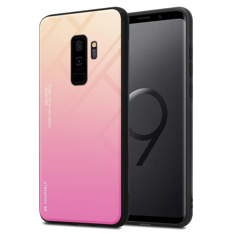 Cadorabo Hülle kompatibel mit Samsung Galaxy S9 PLUS Zweifarbige Schutzhülle aus Tempered Glas und TPU Silikon