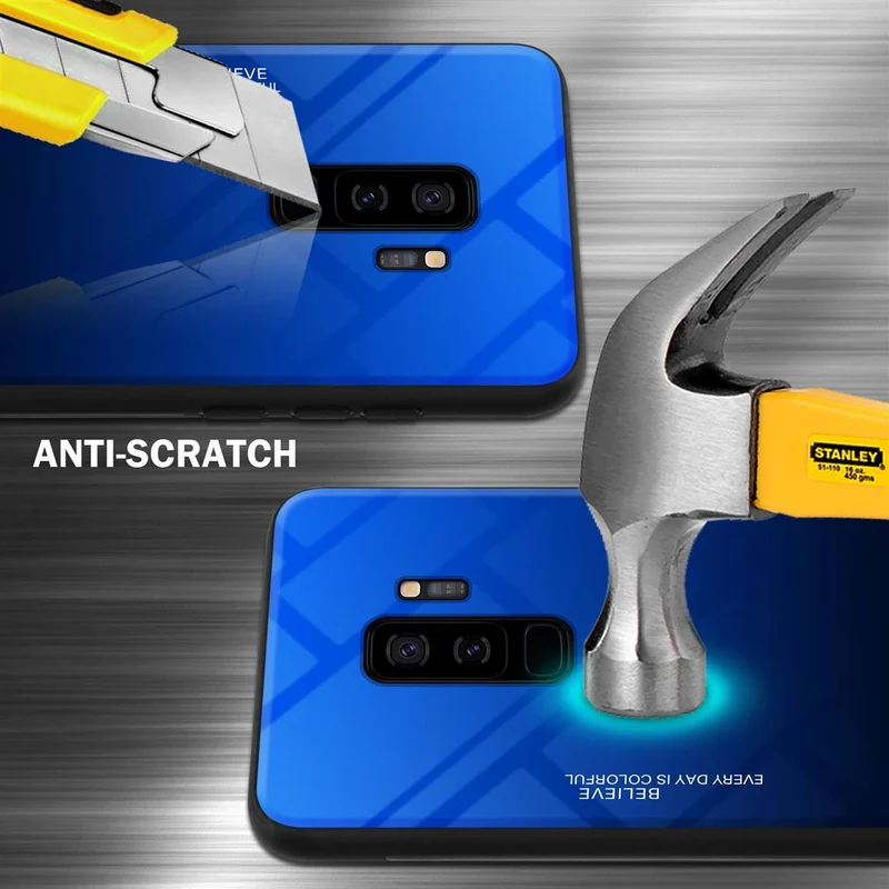 Cadorabo Hülle kompatibel mit Samsung Galaxy S9 PLUS Zweifarbige Schutzhülle aus Tempered Glas und TPU Silikon
