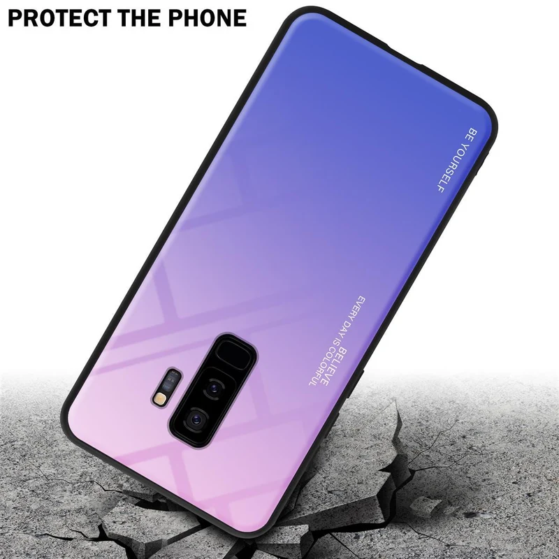 Cadorabo Hülle kompatibel mit Samsung Galaxy S9 PLUS Zweifarbige Schutzhülle aus Tempered Glas und TPU Silikon