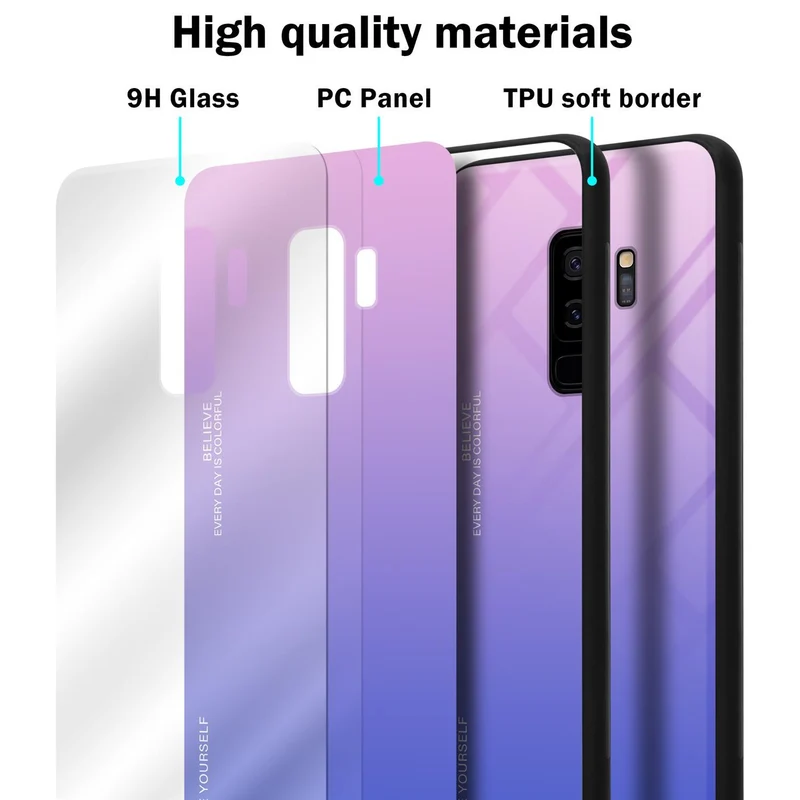 Cadorabo Hülle kompatibel mit Samsung Galaxy S9 PLUS Zweifarbige Schutzhülle aus Tempered Glas und TPU Silikon