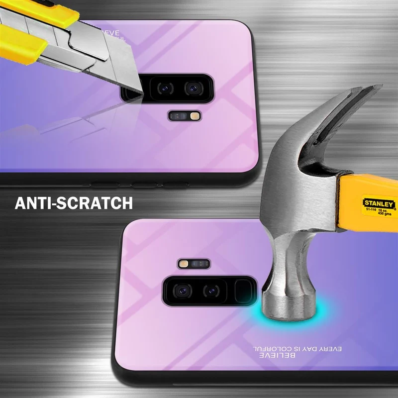 Cadorabo Hülle kompatibel mit Samsung Galaxy S9 PLUS Zweifarbige Schutzhülle aus Tempered Glas und TPU Silikon