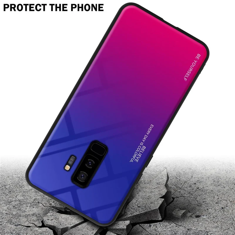 Cadorabo Hülle kompatibel mit Samsung Galaxy S9 PLUS Zweifarbige Schutzhülle aus Tempered Glas und TPU Silikon