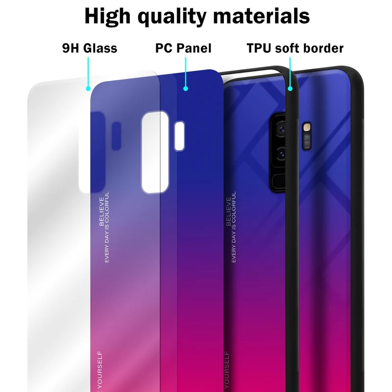 Cadorabo Hülle kompatibel mit Samsung Galaxy S9 PLUS Zweifarbige Schutzhülle aus Tempered Glas und TPU Silikon