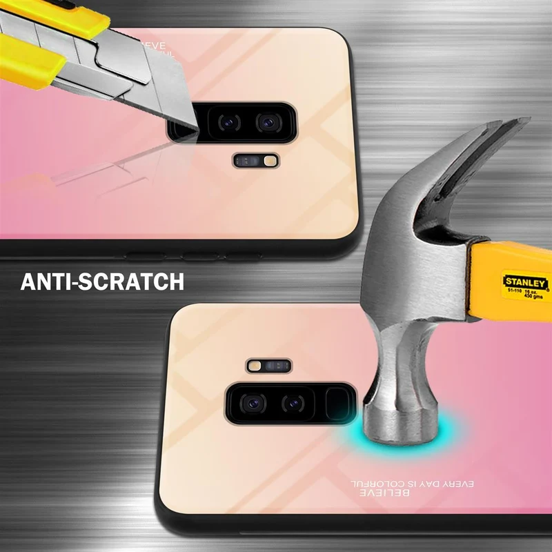Cadorabo Hülle kompatibel mit Samsung Galaxy S9 PLUS Zweifarbige Schutzhülle aus Tempered Glas und TPU Silikon
