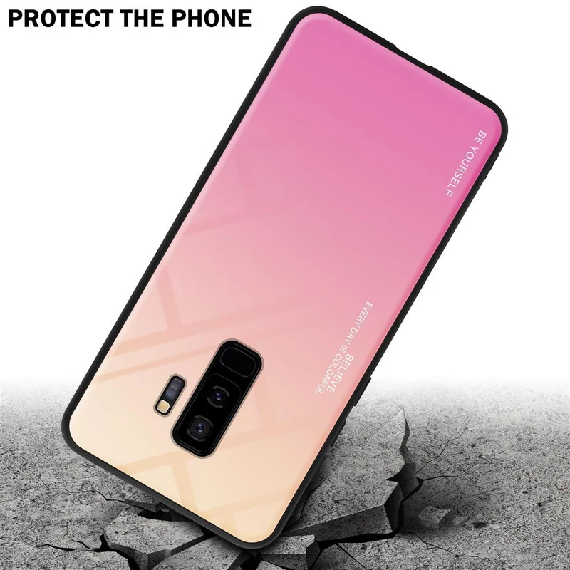 Cadorabo Hülle kompatibel mit Samsung Galaxy S9 PLUS Zweifarbige Schutzhülle aus Tempered Glas und TPU Silikon