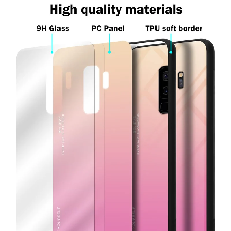 Cadorabo Hülle kompatibel mit Samsung Galaxy S9 PLUS Zweifarbige Schutzhülle aus Tempered Glas und TPU Silikon