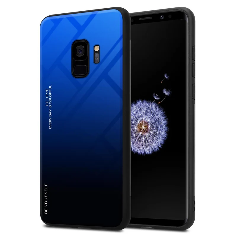 Cadorabo Hülle kompatibel mit Samsung Galaxy S9 Zweifarbige Schutzhülle aus Tempered Glas und TPU Silikon