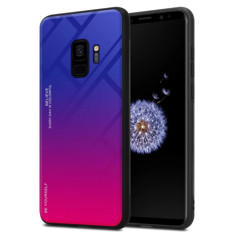 Cadorabo Hülle kompatibel mit Samsung Galaxy S9 Zweifarbige Schutzhülle aus Tempered Glas und TPU Silikon