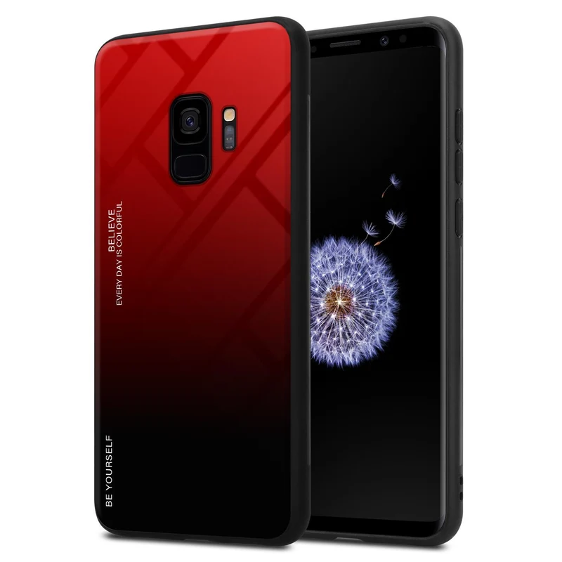 Cadorabo Hülle kompatibel mit Samsung Galaxy S9 Zweifarbige Schutzhülle aus Tempered Glas und TPU Silikon