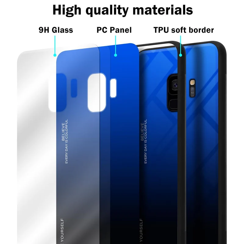 Cadorabo Hülle kompatibel mit Samsung Galaxy S9 Zweifarbige Schutzhülle aus Tempered Glas und TPU Silikon