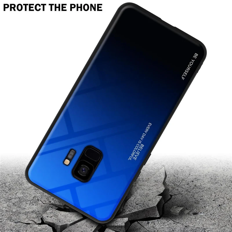 Cadorabo Hülle kompatibel mit Samsung Galaxy S9 Zweifarbige Schutzhülle aus Tempered Glas und TPU Silikon