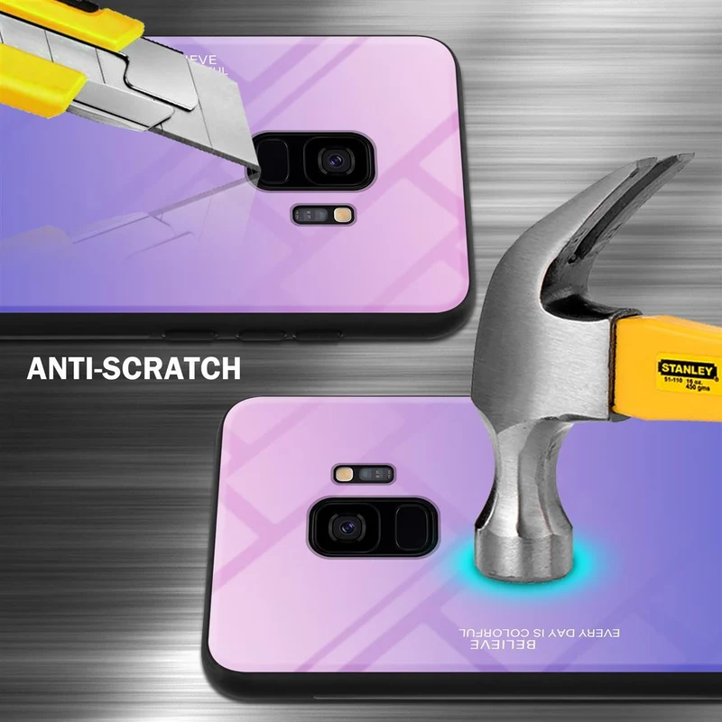 Cadorabo Hülle kompatibel mit Samsung Galaxy S9 Zweifarbige Schutzhülle aus Tempered Glas und TPU Silikon