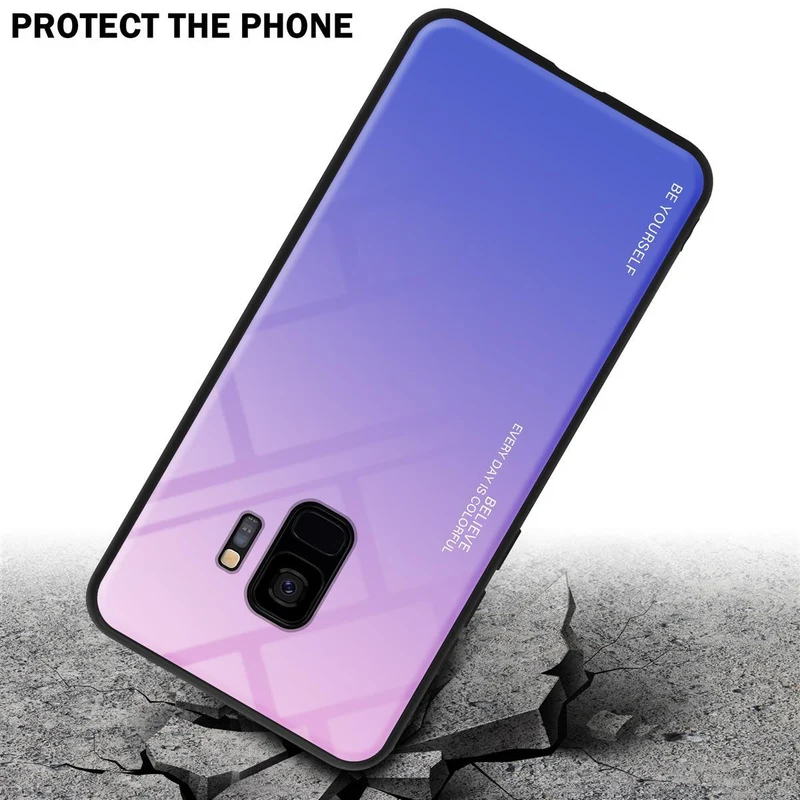 Cadorabo Hülle kompatibel mit Samsung Galaxy S9 Zweifarbige Schutzhülle aus Tempered Glas und TPU Silikon