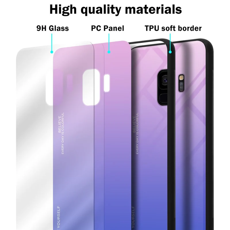 Cadorabo Hülle kompatibel mit Samsung Galaxy S9 Zweifarbige Schutzhülle aus Tempered Glas und TPU Silikon