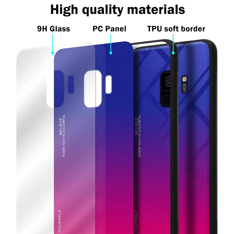 Cadorabo Hülle kompatibel mit Samsung Galaxy S9 Zweifarbige Schutzhülle aus Tempered Glas und TPU Silikon