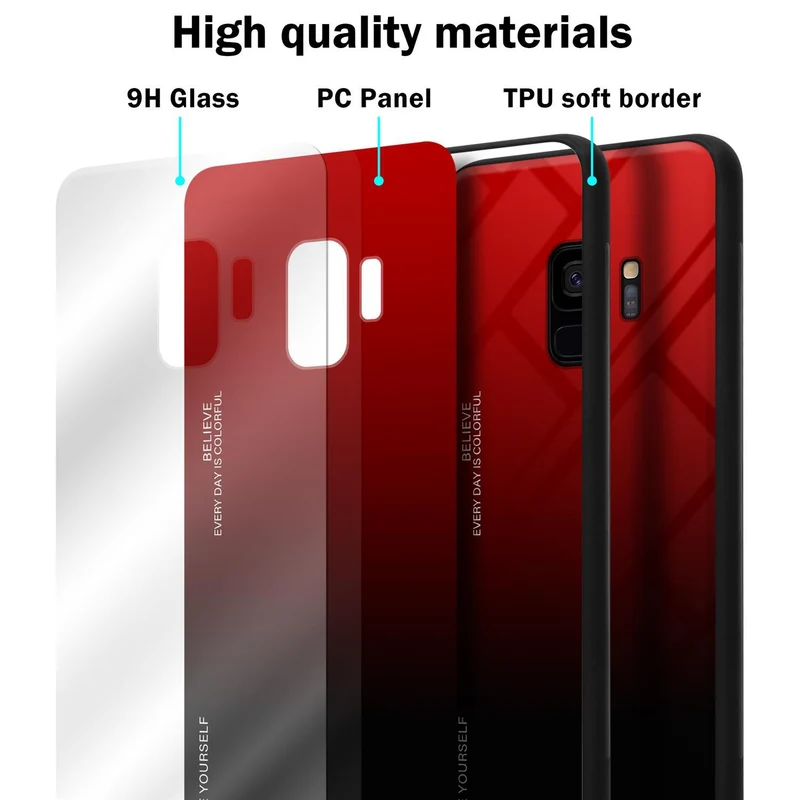 Cadorabo Hülle kompatibel mit Samsung Galaxy S9 Zweifarbige Schutzhülle aus Tempered Glas und TPU Silikon