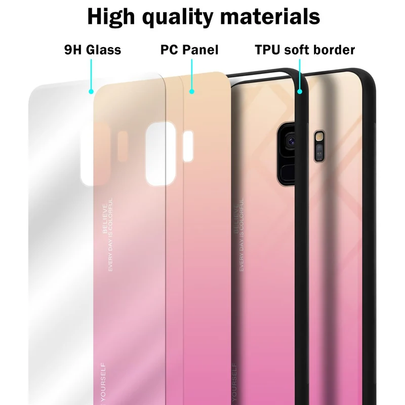 Cadorabo Hülle kompatibel mit Samsung Galaxy S9 Zweifarbige Schutzhülle aus Tempered Glas und TPU Silikon